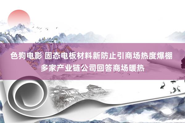 色狗电影 固态电板材料新防止引商场热度爆棚 多家产业链公司回答商场暖热