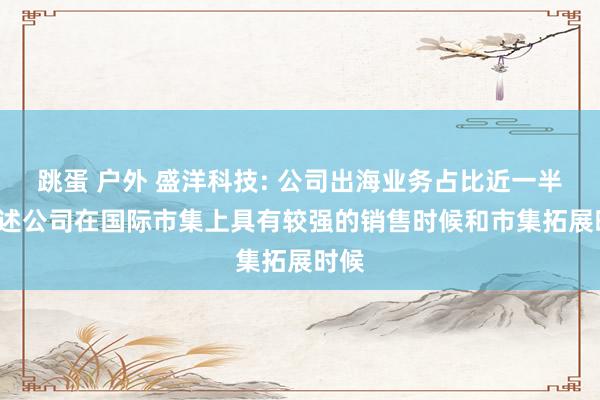 跳蛋 户外 盛洋科技: 公司出海业务占比近一半， 阐述公司在国际市集上具有较强的销售时候和市集拓展时候