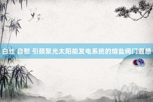 白丝 自慰 引颈聚光太阳能发电系统的熔盐阀门遐想