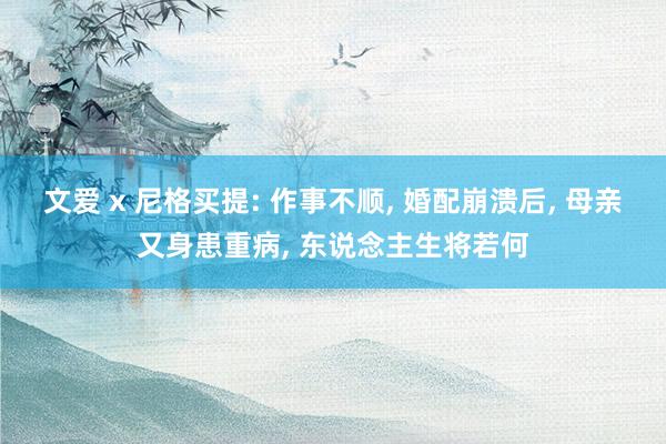 文爱 x 尼格买提: 作事不顺， 婚配崩溃后， 母亲又身患重病， 东说念主生将若何